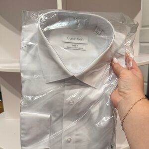 NWT Calvin Klein‎ Men's Sleek White Dress Shirt Large